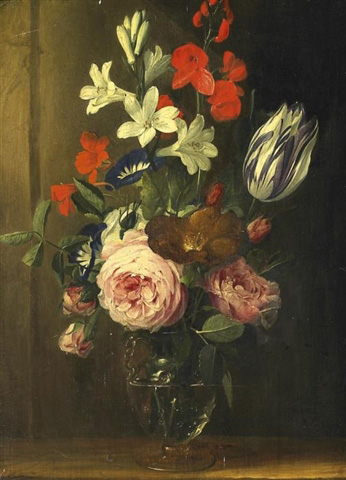 Jan van den Hecke Flower still life in a glass vase